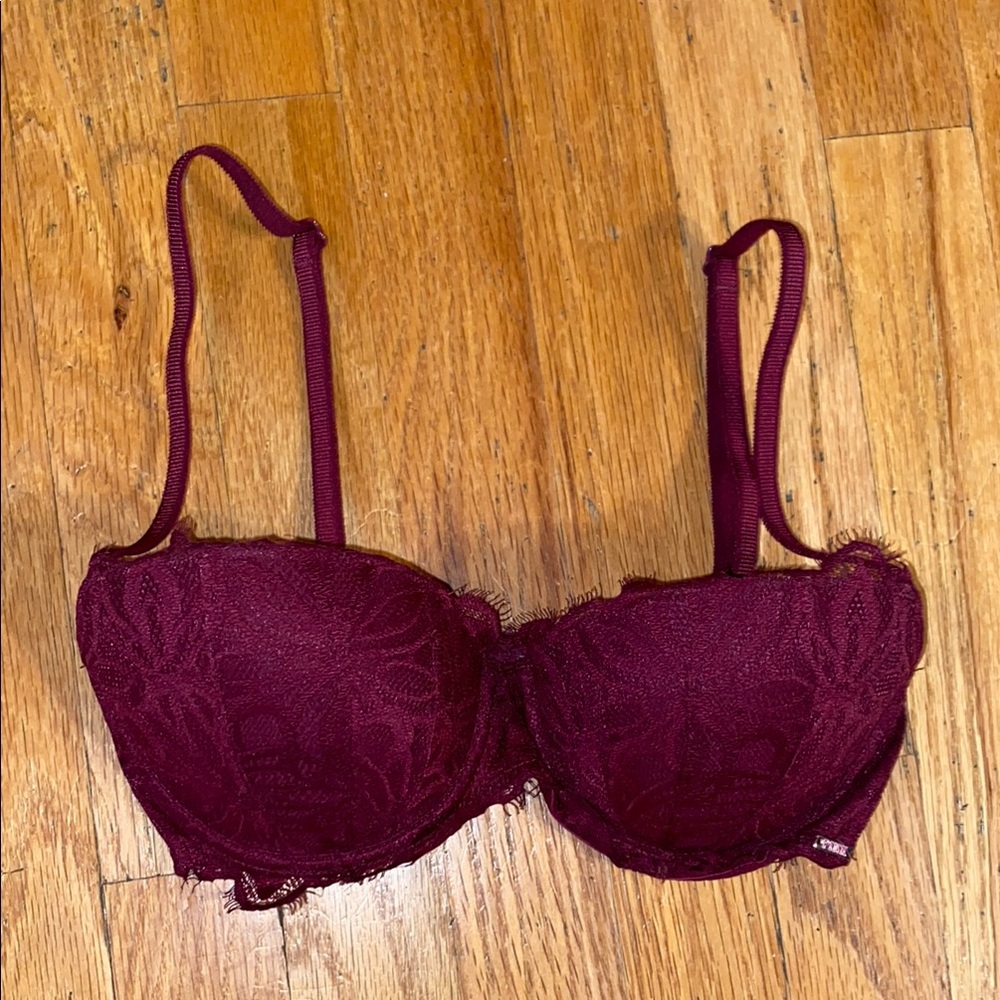 Elegant Lace Burgundy Bra